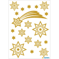 Miniatyrbild 2 av 3: Dekorationsetiketter, Guldstjärnor &amp; Komet, Glitter, 19/fp Guld