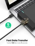 Miniatyrbillede 3 af 6: UGreen USB3.1 kabel type A mand til type A mandlig 5Gbps 1m USB3.0