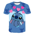Miniatyrbild 4 av 4: Kawaii Lilo Stitch Rolig tecknad T-shirt Barnstygn Söt Manga T-shirt Y2k Grafisk T-shirt för flickor Streetwear Boys Top Tees 16 160