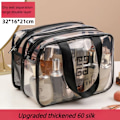 Miniatyrbild 1 av 4: Transparent sminkväska Organizer Hangbag förvaringspåsar Torr Våtseparation Case Kvinnliga nödvändigheter Resor Toalettväska A-big transparent