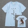 Miniatyrbild 1 av 2: Mode Hip Hop Herr Tshirt Tour Kortärmad Cactus Jack Print Kanye West Basic Par Lös Kortärmad T-shirt Light Blue 1 XXL
