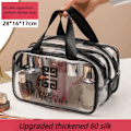 Miniatyrbild 1 av 4: Transparent sminkväska Organizer Hangbag förvaringspåsar Torr Våtseparation Case Kvinnliga nödvändigheter Resor Toalettväska C-medium transparent