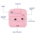 Miniatyrbild 3 av 5: Liten batteridriven analog väckarklocka Tyst, ej tickande Vit pink