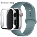 Miniatyrbild 1 av 4: Lämplig för äpplen Glas+ Case+ Rem För Apple Watch band 44mm 45mm 42mm 41mm 40mm 38mm Silikonarmband iWatch-serien 8 9 7 6 5 62 cactus 38mm series 321