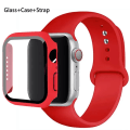 Miniatyrbild 1 av 4: Lämplig för äpplen Glas+ Case+ Rem För Apple Watch band 44mm 45mm 42mm 41mm 40mm 38mm Silikonarmband iWatch-serien 8 9 7 6 5 14 red 38mm series 321