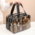 Miniatyrbild 2 av 4: Transparent sminkväska Organizer Hangbag förvaringspåsar Torr Våtseparation Case Kvinnliga nödvändigheter Resor Toalettväska A-big transparent