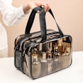 Miniatyrbild 2 av 4: Transparent sminkväska Organizer Hangbag förvaringspåsar Torr Våtseparation Case Kvinnliga nödvändigheter Resor Toalettväska C-medium transparent