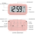 Miniatyrbild 4 av 5: Digital väckarklocka med intelligent nattljus, inomhustemperatur, stor LED-skärm, batteridriven skrivbordsklocka, perfekt för barn null none