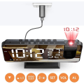 Miniatyrbild 2 av 5: Väckarklocka Projektor Tak Radio Väckarklocka Med Led Spegel Skärm USB Laddningsport Snooze Funktion Dubbel Alarm Digital Klocka För Bedroo null none