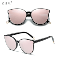 Miniatyrbild 3 av 5: 2023 Mode Färg Lyx Flat Top Cat Eye Elegant Solglasögon Kvinna Oculos De Sol Män Twin Beam Oversized Solglasögon Uv400 black pink As Picture