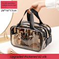 Miniatyrbild 1 av 4: Transparent sminkväska Organizer Hangbag förvaringspåsar Torr Våtseparation Case Kvinnliga nödvändigheter Resor Toalettväska D-medium grey coffee