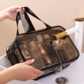 Miniatyrbild 3 av 4: Transparent sminkväska Organizer Hangbag förvaringspåsar Torr Våtseparation Case Kvinnliga nödvändigheter Resor Toalettväska D-medium grey coffee