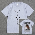 Miniatyrbild 1 av 2: Mode Hip Hop Herr Tshirt Tour Kortärmad Cactus Jack Print Kanye West Basic Par Lös Kortärmad T-shirt Light Gray 1 L