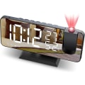 Miniatyrbild 1 av 5: Väckarklocka Projektor Tak Radio Väckarklocka Med Led Spegel Skärm USB Laddningsport Snooze Funktion Dubbel Alarm Digital Klocka För Bedroo null none