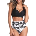 Miniatyrbild 3 av 5: Dam Vintage Baddräkt Tvådelad Retro Grimma Ruched High Waist Bikini XX-Large