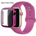Miniatyrbild 2 av 4: Lämplig för äpplen Glas+ Case+ Rem För Apple Watch band 44mm 45mm 42mm 41mm 40mm 38mm Silikonarmband iWatch-serien 8 9 7 6 5 54 pitaya 42mm series 321