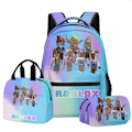 Miniatyrbild 4 av 4: ROBLOX Virtual World Primary Secondary School Skolväska Ryggsäck Mochila Ryggsäck kawaii Cartoon Presents Skolväska Mochila Fully printed bag--C
