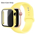 Miniatyrbild 1 av 4: Lämplig för äpplen Glas+ Case+ Rem För Apple Watch band 44mm 45mm 42mm 41mm 40mm 38mm Silikonarmband iWatch-serien 8 9 7 6 5 4 Yellow 38mm series 321