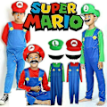 Pikkukuva 2 / 4: Super Mario -asu Lapset Pojat Tyttö Cosplay Fancy Pue Juhlasut CNMR Red boys 7-8Years