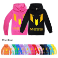 Miniatyrbilde 1 av 3: Barn Messi-trykk Uformell hettegenser Gutter Hettegenser Topp Genser Present 2-14y Z X Black 140CM 8-9Y
