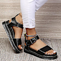 Miniatyrbilde 4 av 5: Damesandaler Flat Form Sommerankelstropp Chunky Platform Motesko Z X Black EU 43