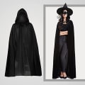 Miniatyrbild 3 av 3: Velvet Hooded Cape Unisex Wizard Halloween Christmas Cosplay zy black 90cm