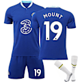 Miniatyrbillede 1 af 2: 22-23 Chelsea Hjemmefodboldsæt Fodboldtrøje Fodbolduniformer / M0UNT 19 M