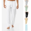 Miniatyrbild 1 av 5: Casual linnebyxor för män sommar lösa byxor av hög kvalitet H White XL