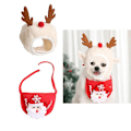 Miniatyrbild 1 av 5: 2st Jul Pet Hat Haklapp Set Hundkläder Valp Katt Cosplay kostymtillbehör CNMR Red L