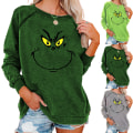 Pikkukuva 2 / 3: Naisten Xmas Grinch -pusero Käännettävä pusero Dark green L