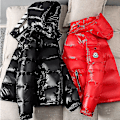 Miniatyrbillede 3 af 4: Winter Shiny Down Jacket en's Jacket Standkrave dunjakke med hætte K Red M