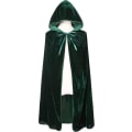 Miniatyrbild 1 av 2: Velvet Hooded Cape Unisex Wizard Halloween Christmas Cosplay zy dark green 150cm