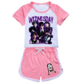 Miniatyrbillede 1 af 3: Drenge Piger Halloween Casual Kortærmede T-shirt Shorts Sæt Z X pink 160cm