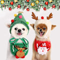 Miniatyrbild 5 av 5: 2st Jul Pet Hat Haklapp Set Hundkläder Valp Katt Cosplay kostymtillbehör CNMR Red L