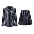 Miniatyrbild 2 av 3: Onsdagar Addams Cosplay School Uniform Z Dress and Wig 7-8 Years