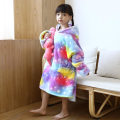 Miniatyrbillede 1 af 2: Oversized sweatshirttæppe til børn med hættetrøje Blød varm fleece Bad H Färgrik5