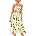Miniatyrbilde 1 av 4: Blomsterbluse for kvinner, dresskjole til maxiskjørt . Lemon X-Large