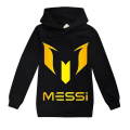 Miniatyrbilde 3 av 3: Barn Messi-trykk Uformell hettegenser Gutter Hettegenser Topp Genser Present 2-14y Z X Black 140CM 8-9Y