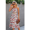 Miniatyrbilde 5 av 5: Blomsterbluse for kvinner, dresskjole til maxiskjørt . Red X-Large