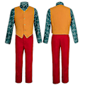 Miniatyrbillede 4 af 4: Joker Joaquin Phoenix Arthur Fleck Cosplay Kostume Dragter Halloween Party Uniform Til Voksne Børn Skjorte+frakke++vest+bukser -a kun maske V only mask L