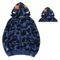 Miniatyrbillede 1 af 2: Shark Head Camouflage Langærmet hættetrøjejakke hættetrøjejakke med fuld lynlås Casual Street Ydertøj V Blue 4XL