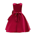 Miniatyrbilde 3 av 4: Jenter Swingkjole Bryllupsblomst Barneaftensfest Elegant Prinsessekjole-r CNMR Wine Red 3-4 Years