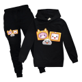 Pikkukuva 1 / 3: Pojat Tytöt LANKYBOX Hupparit Verryttelypuvut Topit+Joggers setti H black 130cm