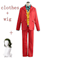 Miniatyrbillede 1 af 4: Joker Joaquin Phoenix Arthur Fleck Cosplay Kostume Dragter Halloween Party Uniform Til Voksne Børn Skjorte+frakke++vest+bukser -a tøj og paryk X clothes and wig S