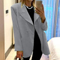 Miniatyrbillede 4 af 4: Dame langærmede business jakker work cardigan jakke enkeltradet blazere - Light Grey 2XL