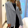 Miniatyrbillede 4 af 4: Dame langærmede business jakker work cardigan jakke enkeltradet blazere - Light Grey S