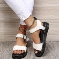 Miniatyrbilde 3 av 5: Damesandaler Flat Form Sommerankelstropp Chunky Platform Motesko Z X White EU 40