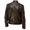 Miniatyrbild 2 av 3: än Vinter läderjacka Långärmad dragkedja Slim Biker Coat Stand Krage Casual Ytterkläder CNMR Brown M