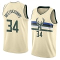 Miniatyrbillede 1 af 2: Milwaukee Bucks #34 Giannis Antetokounmpo Basketballtrøje / L