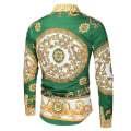 Miniatyrbild 2 av 2: Herr Royal Shirt Print Lapel Luxury Slim Shirt Business Långärmad passform Toppar för festbal CNMR Green XL